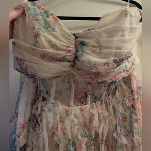 Strapless Floral Maxi Gown in Pastel Multi - Women 3XL